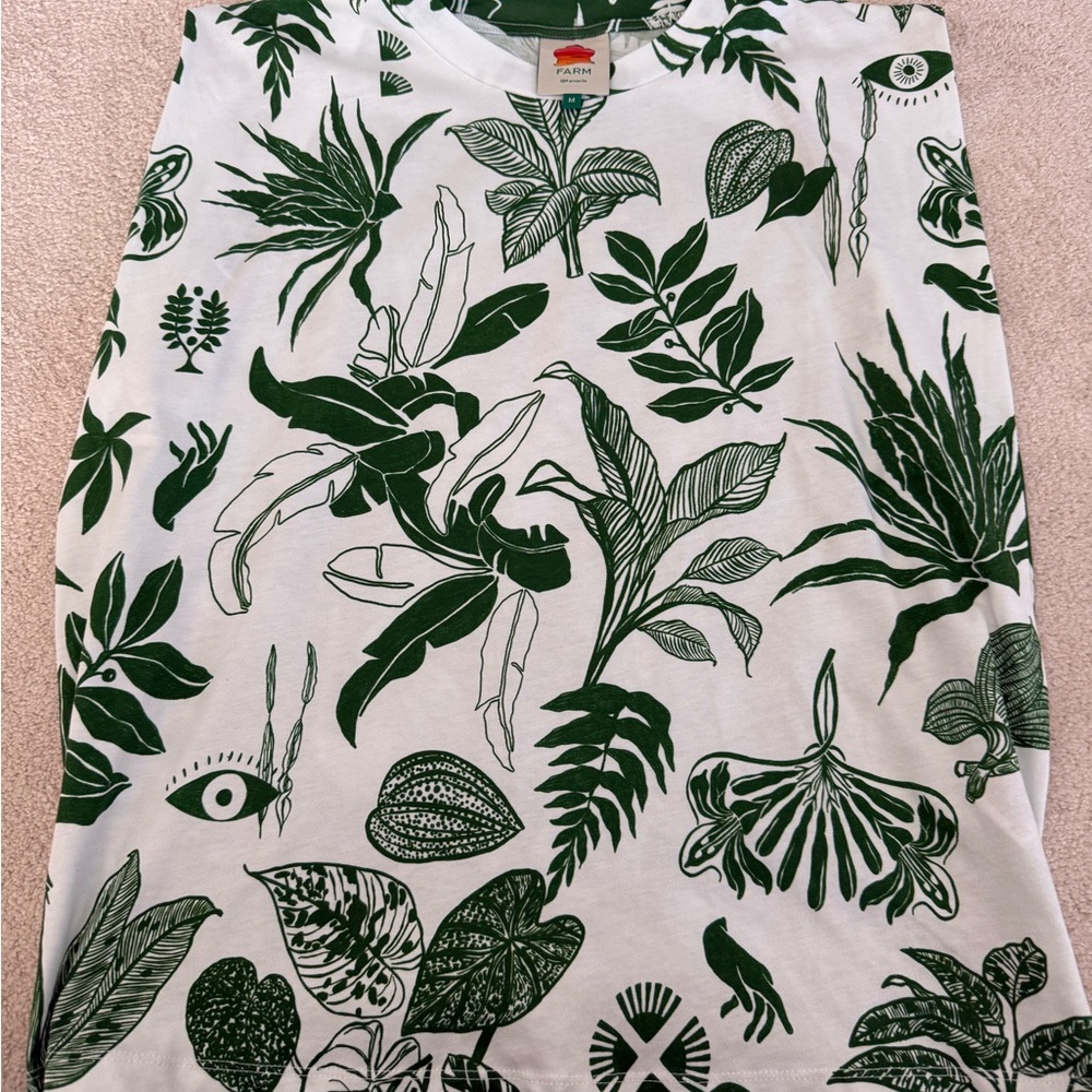 Farm Rio Green Leaf Print T-Shirt
